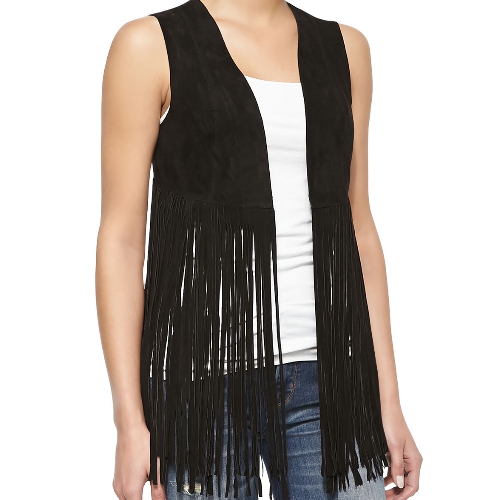 LaMarque Black Fringe Vest